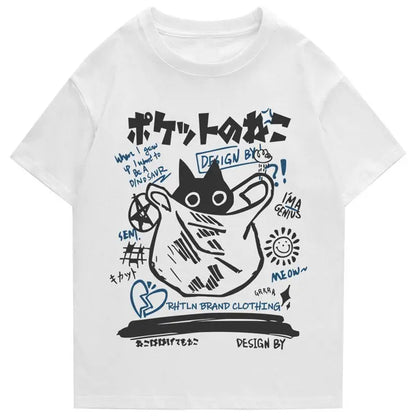 Funny Cat in Bag Kanji T-Shirt